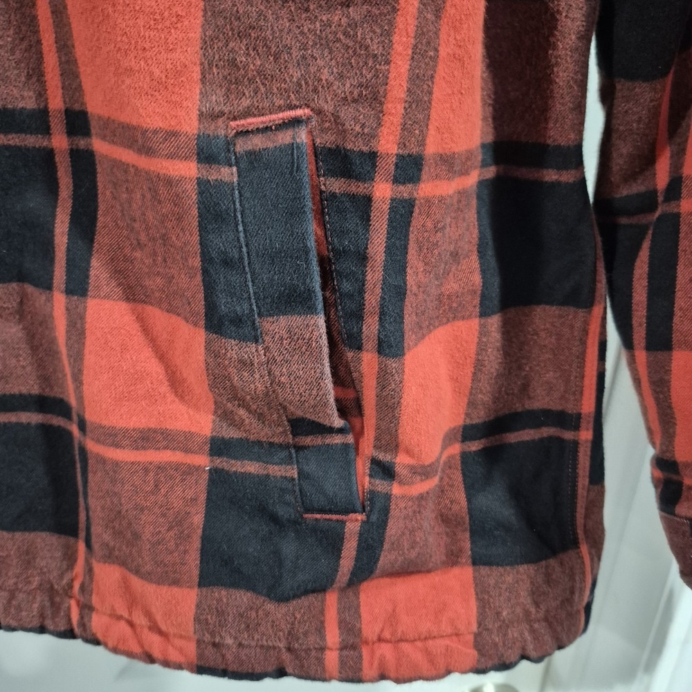 Carhartt Flannel Shirt Jacket Mens 2XL Red Buffalo Check Sherpa Lined Shacket - Picture 5 of 11